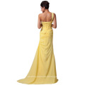 Grace Karin Hot Sale Um ombro Amarelo Chiffon Long Evening Party Dress Vestidos CL4971-1 #